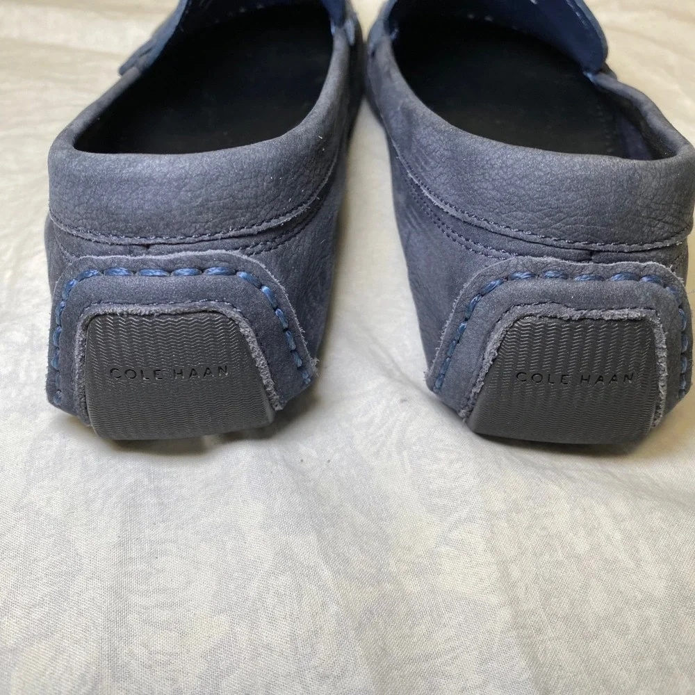 Cole Haan GrandØS Navy Nubuck Penny Loafers Driving Shoes Men's Size 8B
